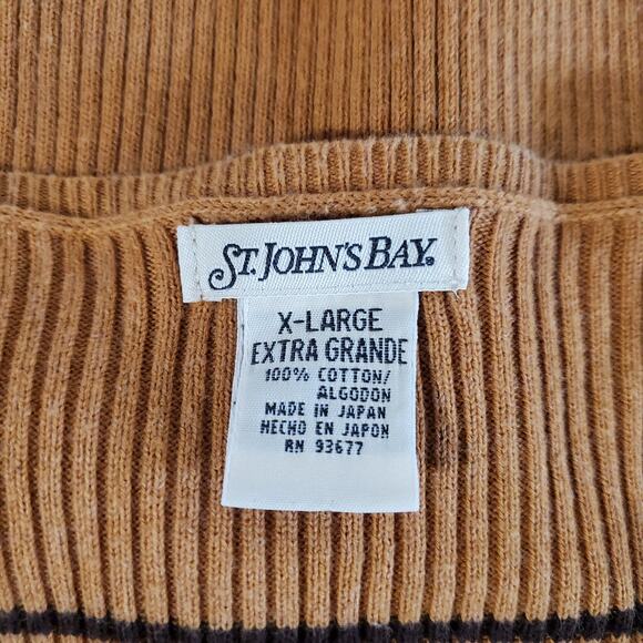 Vtg St Johns Bay Y2K Striped Ribbed Shell Button Henley Sweater Size XL Retro - Picture 7 of 10